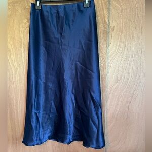 Nicole Miller | Navy satin midi skirt